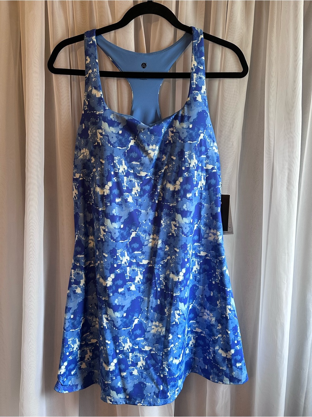 TRAJ3CTORY Athletic Blue White Athletic Racer Back Bra Top Dress Size L
